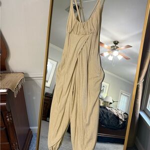 Free People Beige Draped Jumpsuit
